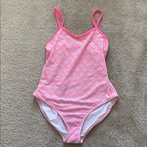 pink one piece bathing suit